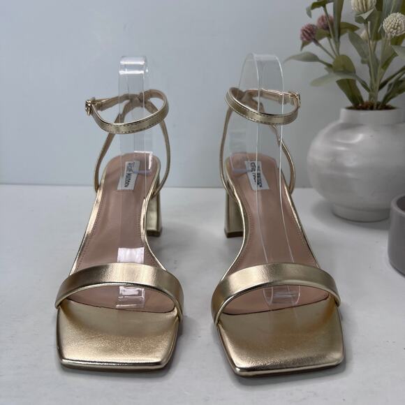 Steve Madden Luxe Block Heel Sandals Ankle Strap Square Toe Gold Women's 11M - Picture 5 of 11